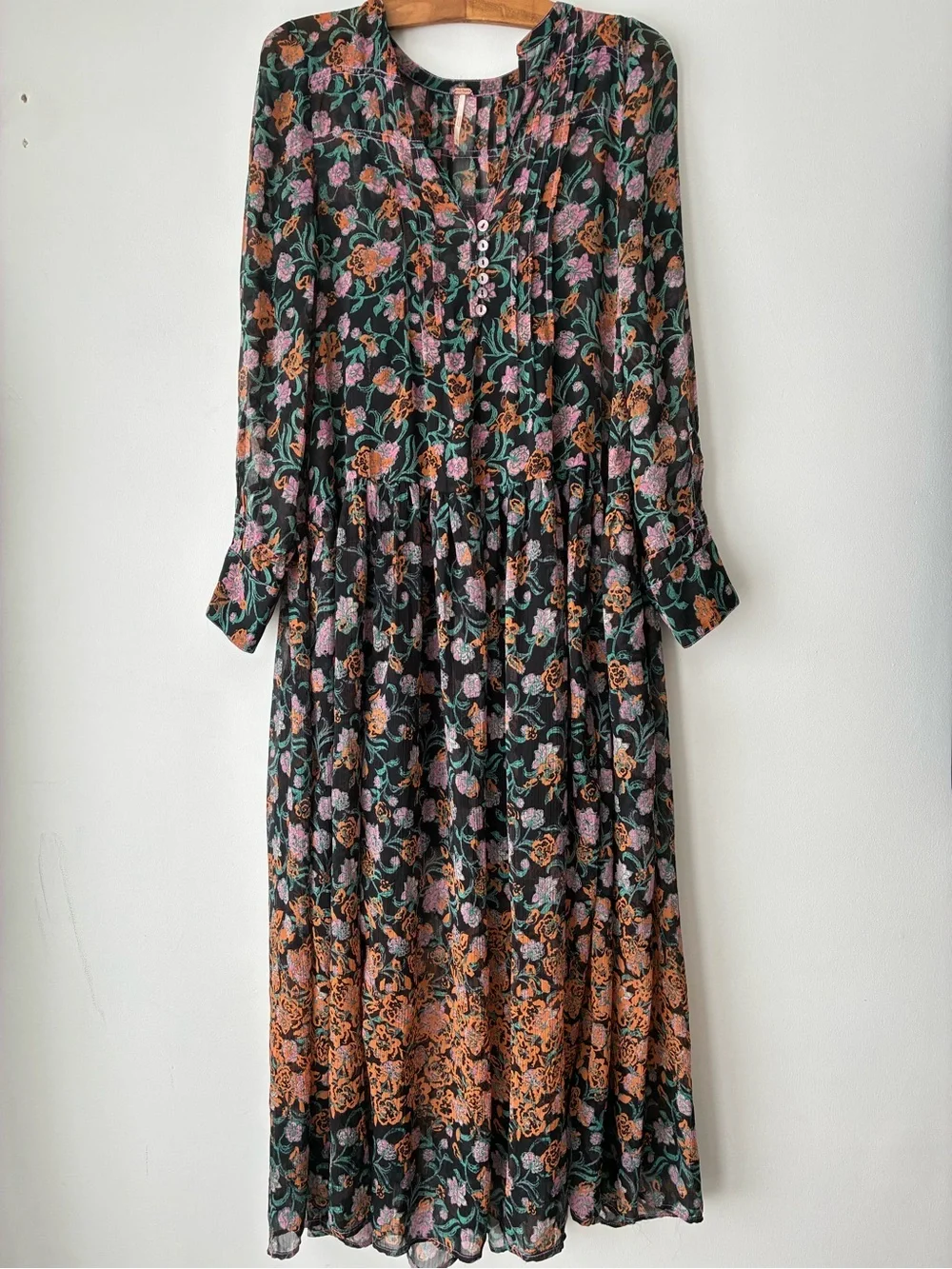 Free People Dress Women’s XS See It Through Floral Boho Prairie Maxi